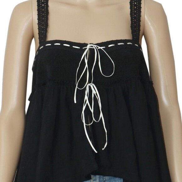 Free People Melrose Knit Tank Babydoll Embroidered Lace Top M - Picture 3 of 6